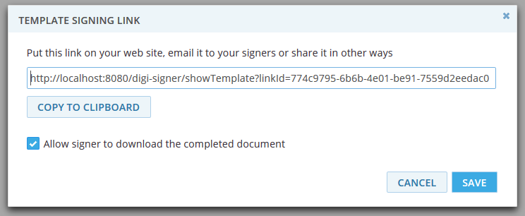 Signing Link Dialog