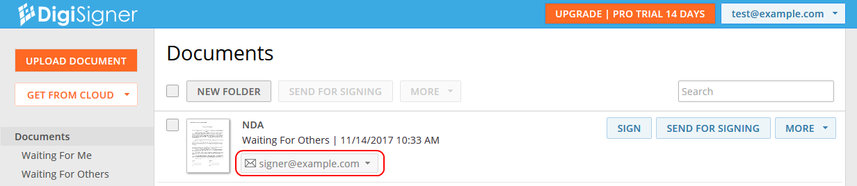 Document List with Email Addresses