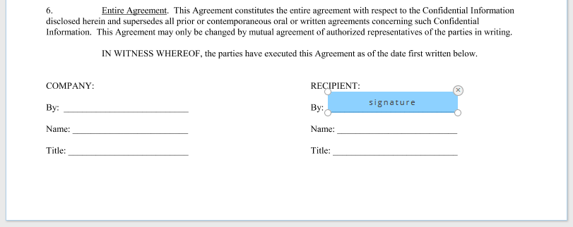 pdf document with signature field