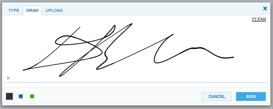 Draw signature with a mouse or finger