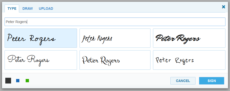 Type your name and select between six fonts