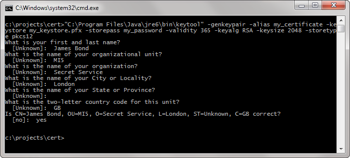 Certificate Generation Output Certificate Generation Output