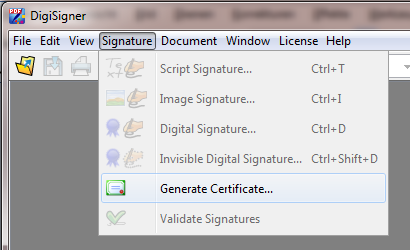 Generate Certificate Menu Item Generate Certificate Menu Item