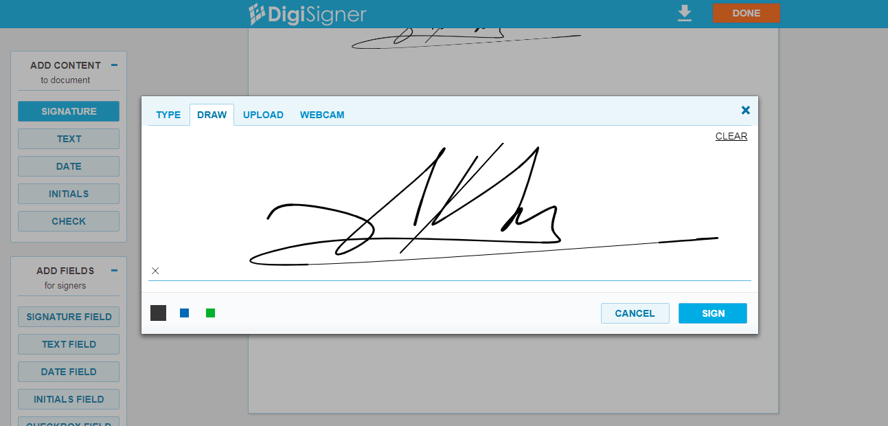 How to add a signature in general contract